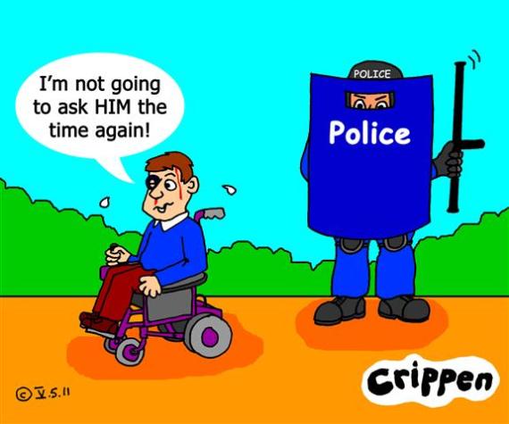 Crippen's cartoon of riot police