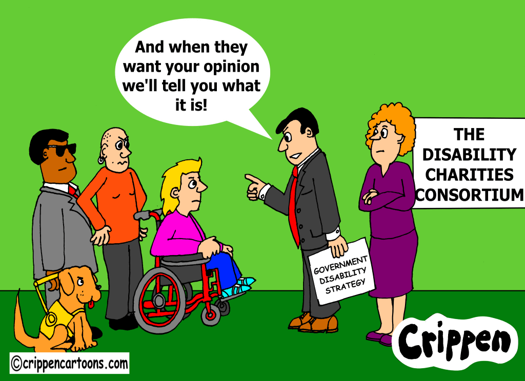cartoon about government consultation with disabled people